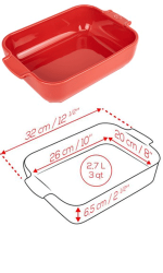 PEUGEOT - Plat four céramique rouge rectangulaire 32 cm